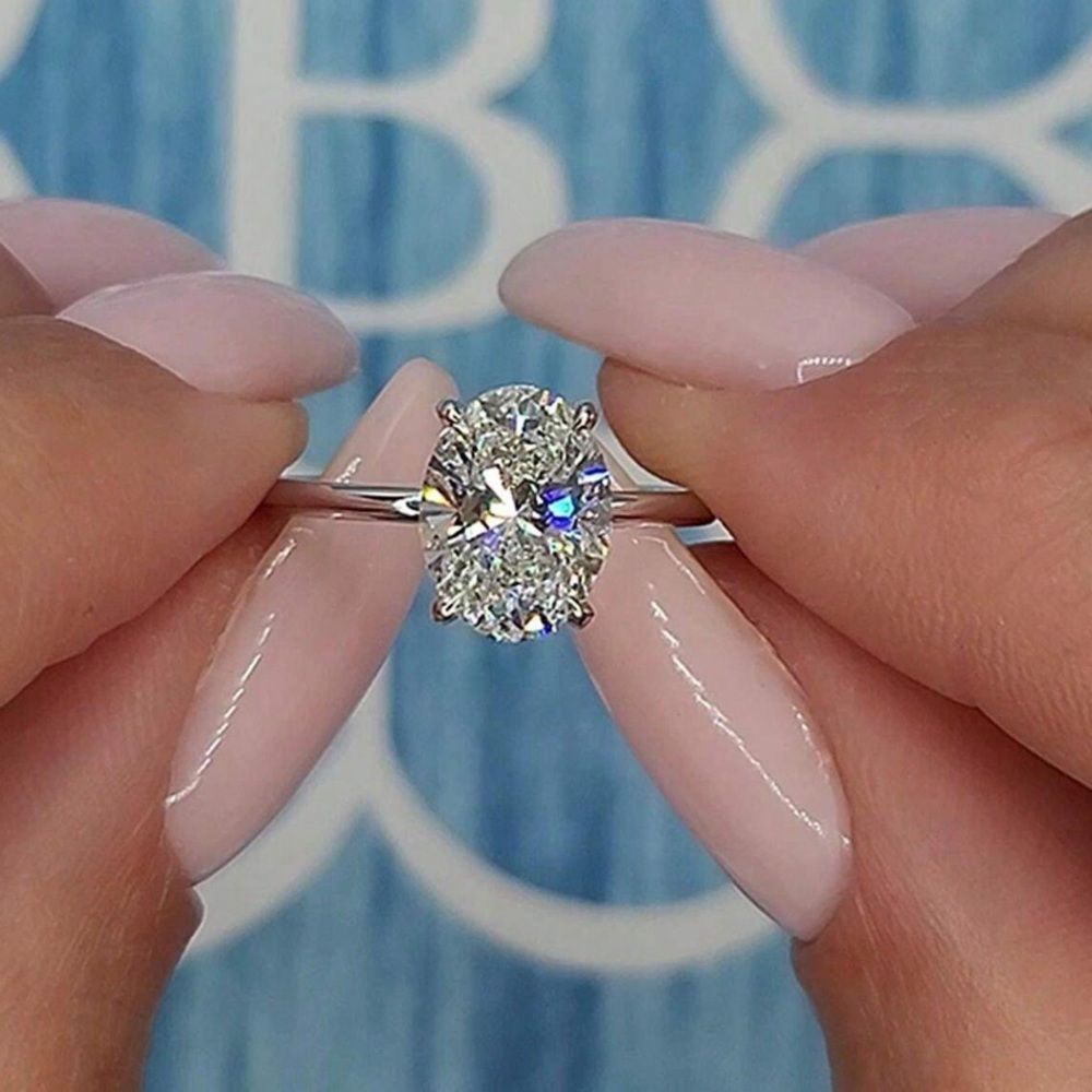 2CT Engagement Ring Oval Cut Solitaire